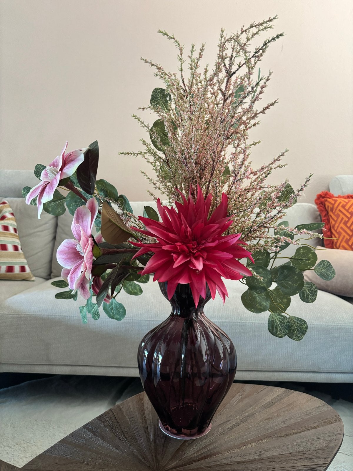 Klein kunstboeket zijde bloemen kunstbloemen nepbloemen, Binnen, Roze, Ophalen of Verzenden, Zo goed als nieuw