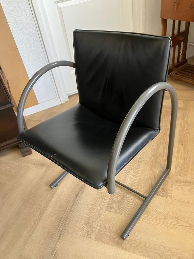 Stijlvolle Designer Eetkamerstoel - Mazairac en Boonzaaijer, Ophalen, Gebruikt, Zwart, Leer