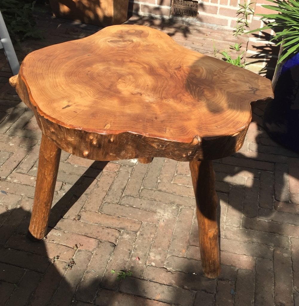 boomstamtafel, bijzettafel, Huis en Inrichting, Tafels | Eettafels, Ophalen, Gebruikt, 50 tot 100 cm, Overige vormen