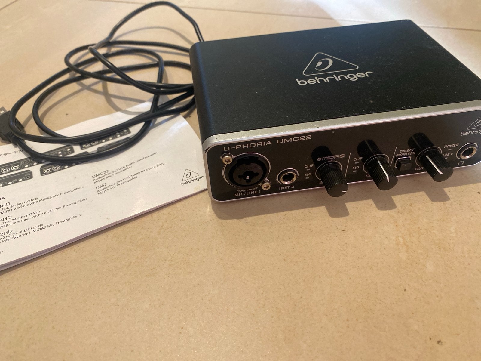 Behringer U-Phoria UMC22 Audio Interface, Ophalen of Verzenden, Zo goed als nieuw