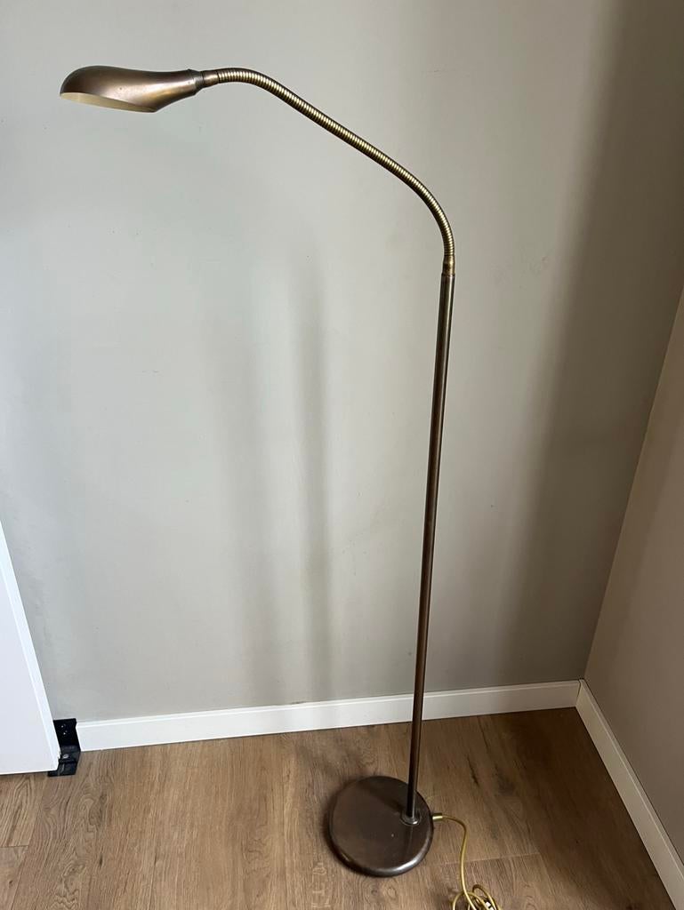 Messing vloerlamp met flexibele kop, Ophalen, Zo goed als nieuw, 150 tot 200 cm