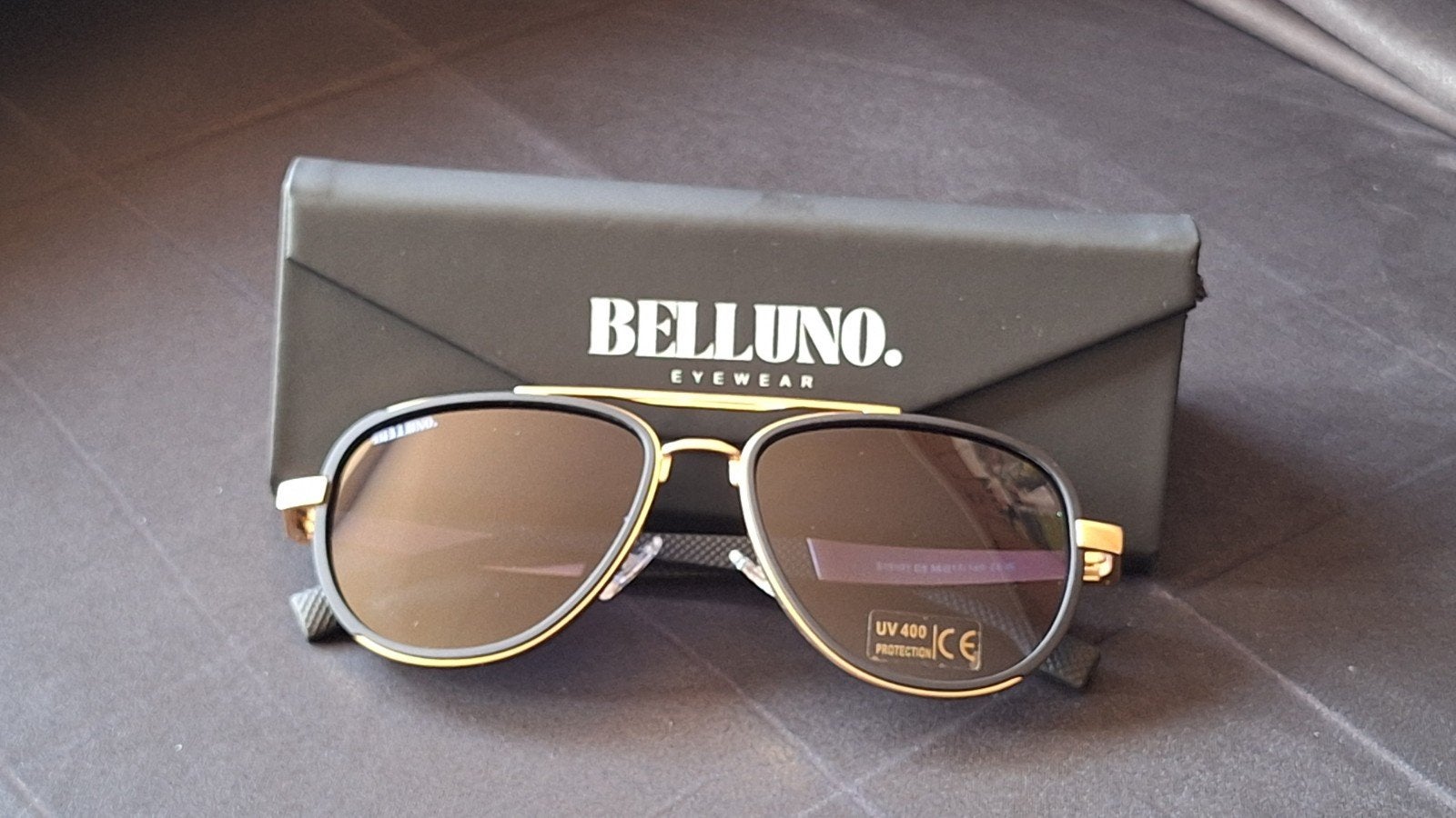 Herenzonnebril Belluno Valerio (Goud/Blauw), Sieraden, Tassen en Uiterlijk, Overige merken, Zonnebril op sterkte, Blauw, Nieuw