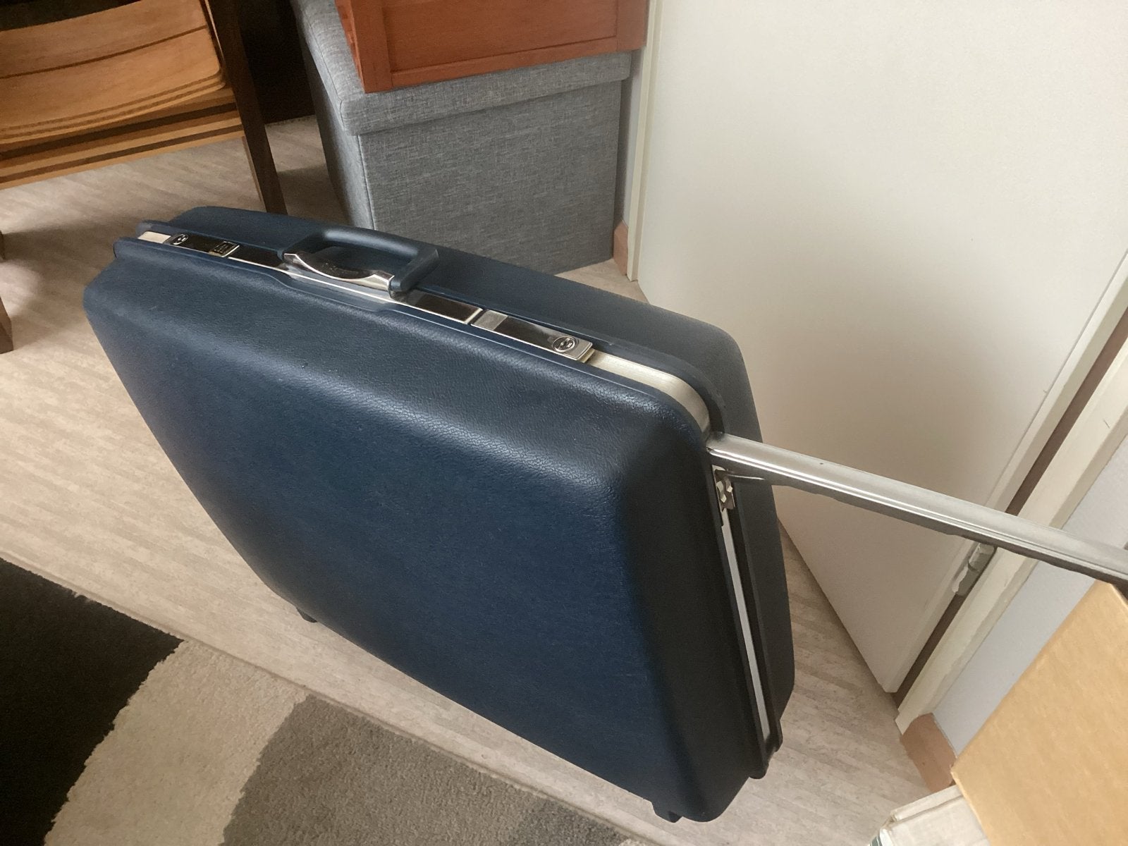 Samsonite koffer blauw met wielen en sleutels, Ophalen, 50 tot 60 cm, Hard kunststof, 45 tot 55 cm