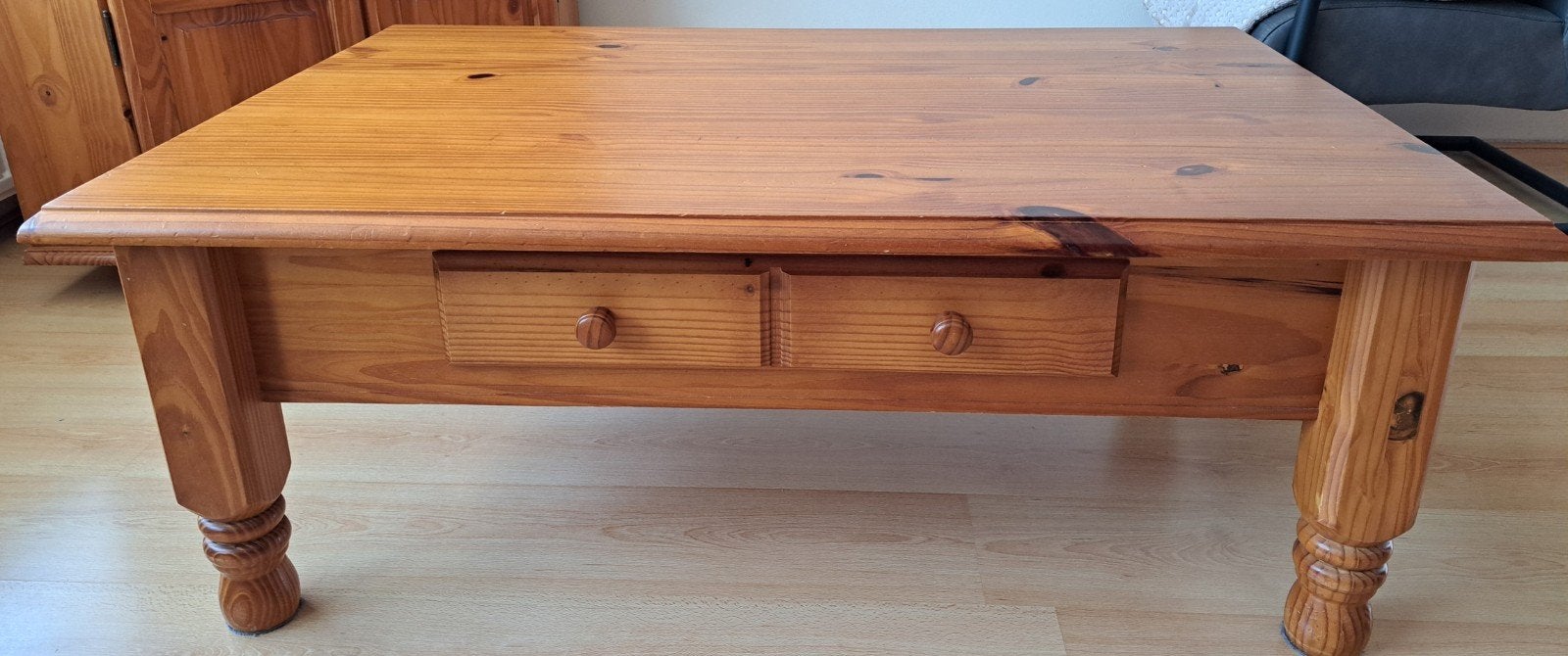 Salontafel 120x80x45 met ruime lade van grenenhout, Huis en Inrichting, Tafels | Salontafels, Ophalen, Gebruikt, 100 tot 150 cm