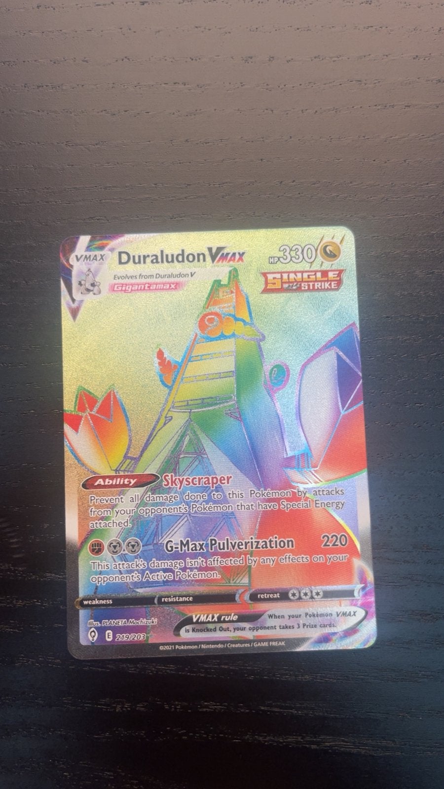 Duraludon VMAX Rainbow Evolving skies 219/203, Verzenden, Zo goed als nieuw, Losse kaart, Foil