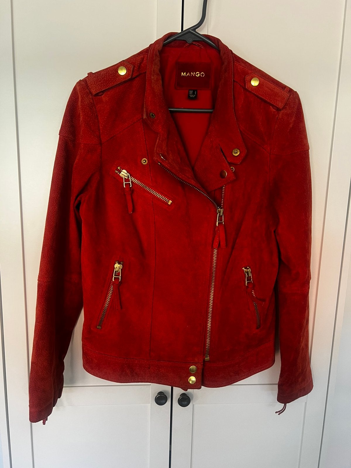 Mooie leren jas suede maat L, Kleding | Dames, Ophalen of Verzenden, Zo goed als nieuw, Maat 42/44 (L), Rood