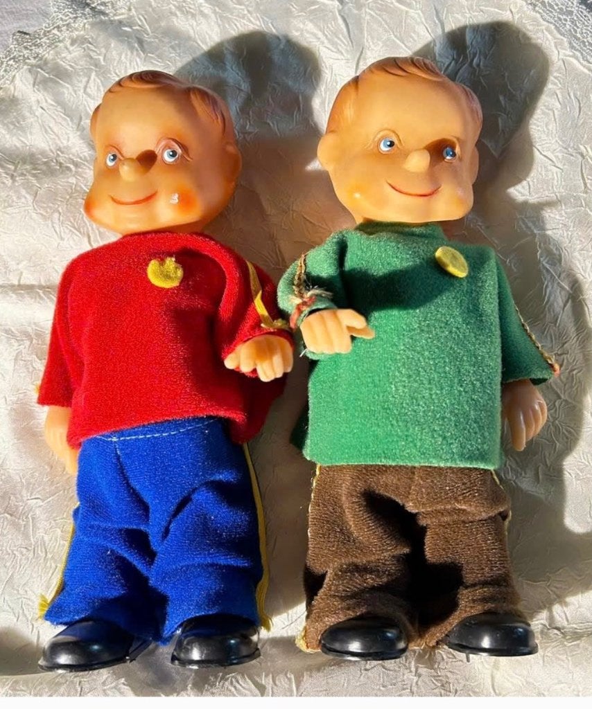 2 x vintage bijzondere DDR opwind poppen jaren ‘60-‘70, Verzamelen, Poppen, Ophalen of Verzenden, Zo goed als nieuw, X, Pop