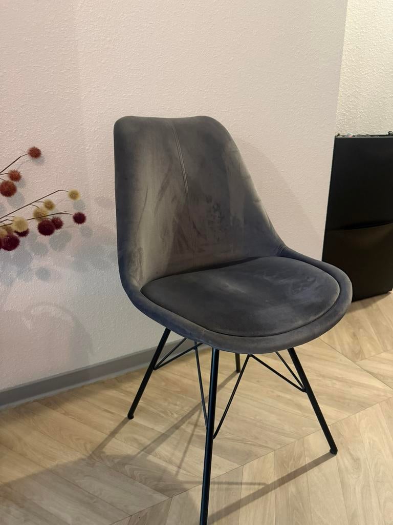 Velvet stoel, Huis en Inrichting, Ophalen, Zo goed als nieuw, Grijs, Eén