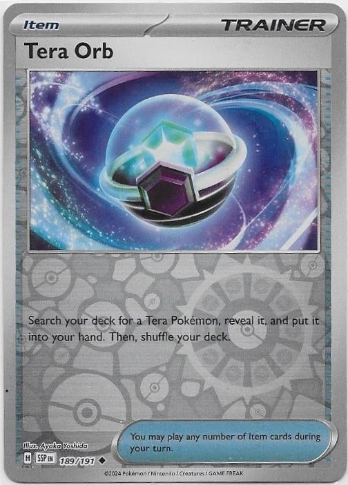 Surging Sparks,  Tera Orb [reverse] 189/191, Hobby en Vrije tijd, Verzamelkaartspellen | Pokémon, Nieuw, Losse kaart, Verzenden