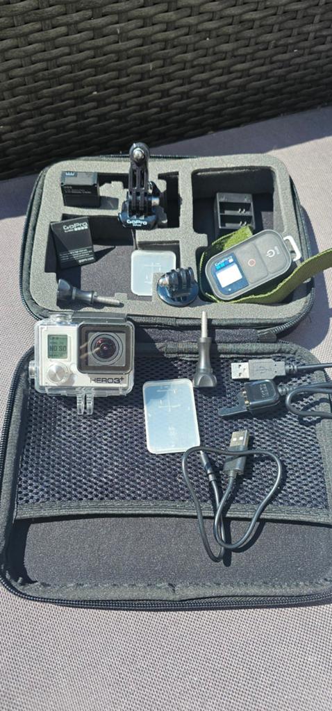 GoPro Hero3+ set met remote, accu's en koffer, Ophalen of Verzenden, GoPro