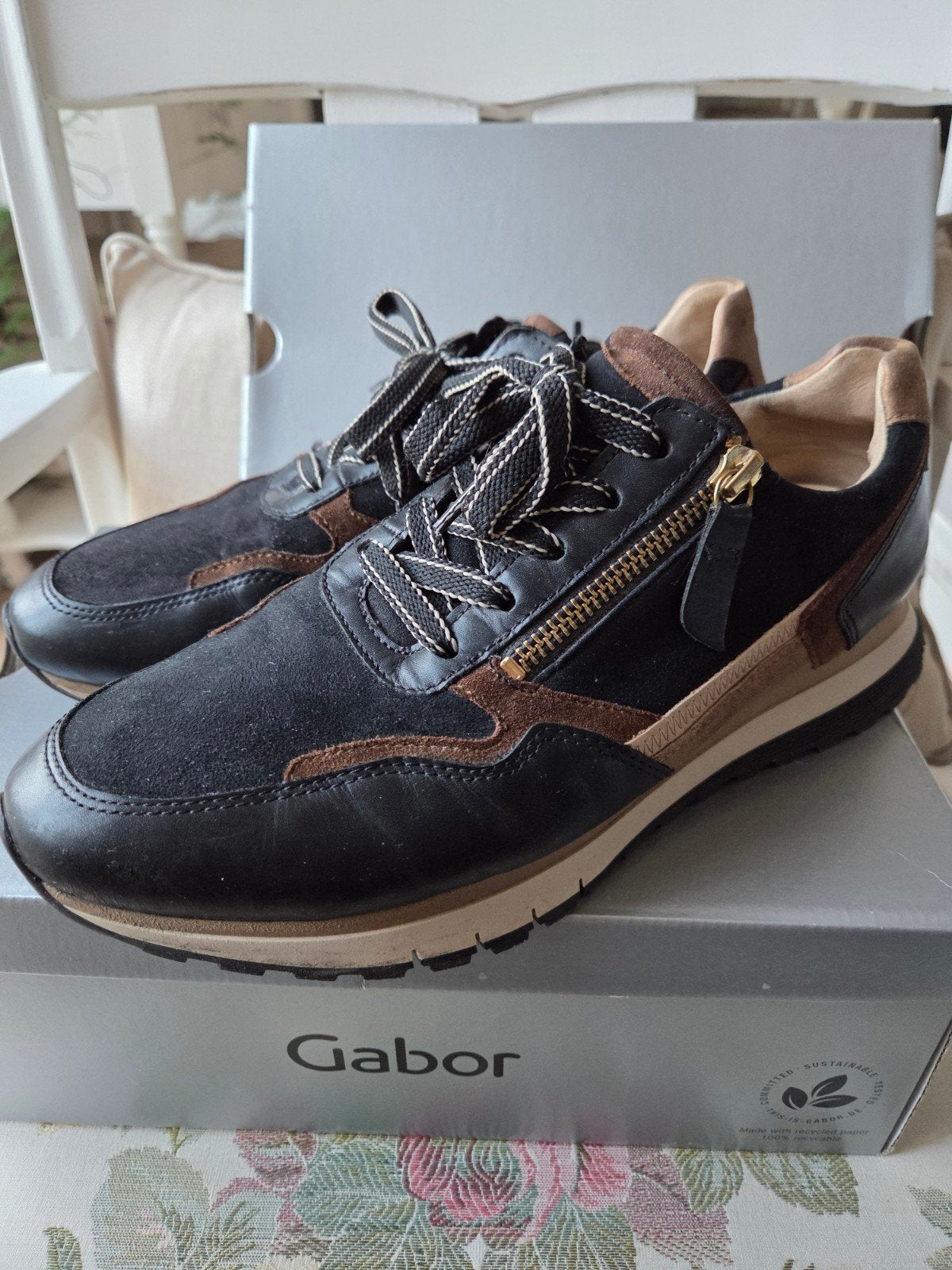 Gabor sneakers leer maat 40 wijdte H, Zwart, Gabor, Ophalen of Verzenden, Sneakers of Gympen