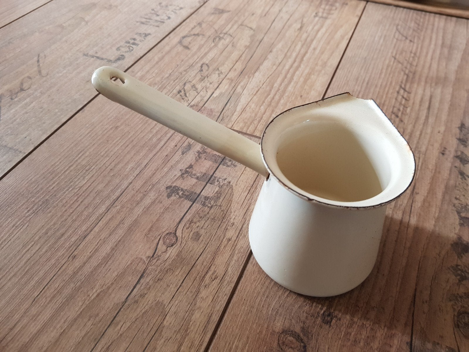 oude emaille steelpan crème, Ophalen of Verzenden