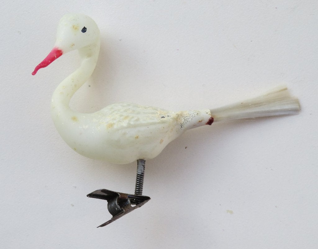 Oude Kerstbal: Vogel op knijper 04 Ooievaar, Diversen, Kerst, Ophalen of Verzenden