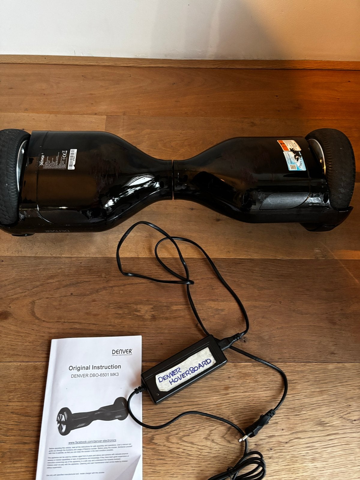 Denver Hoverboard dual motor DBO-6501 MK3 - Zwart, Ophalen of Verzenden, Gebruikt, Elektrische step (E-scooter)
