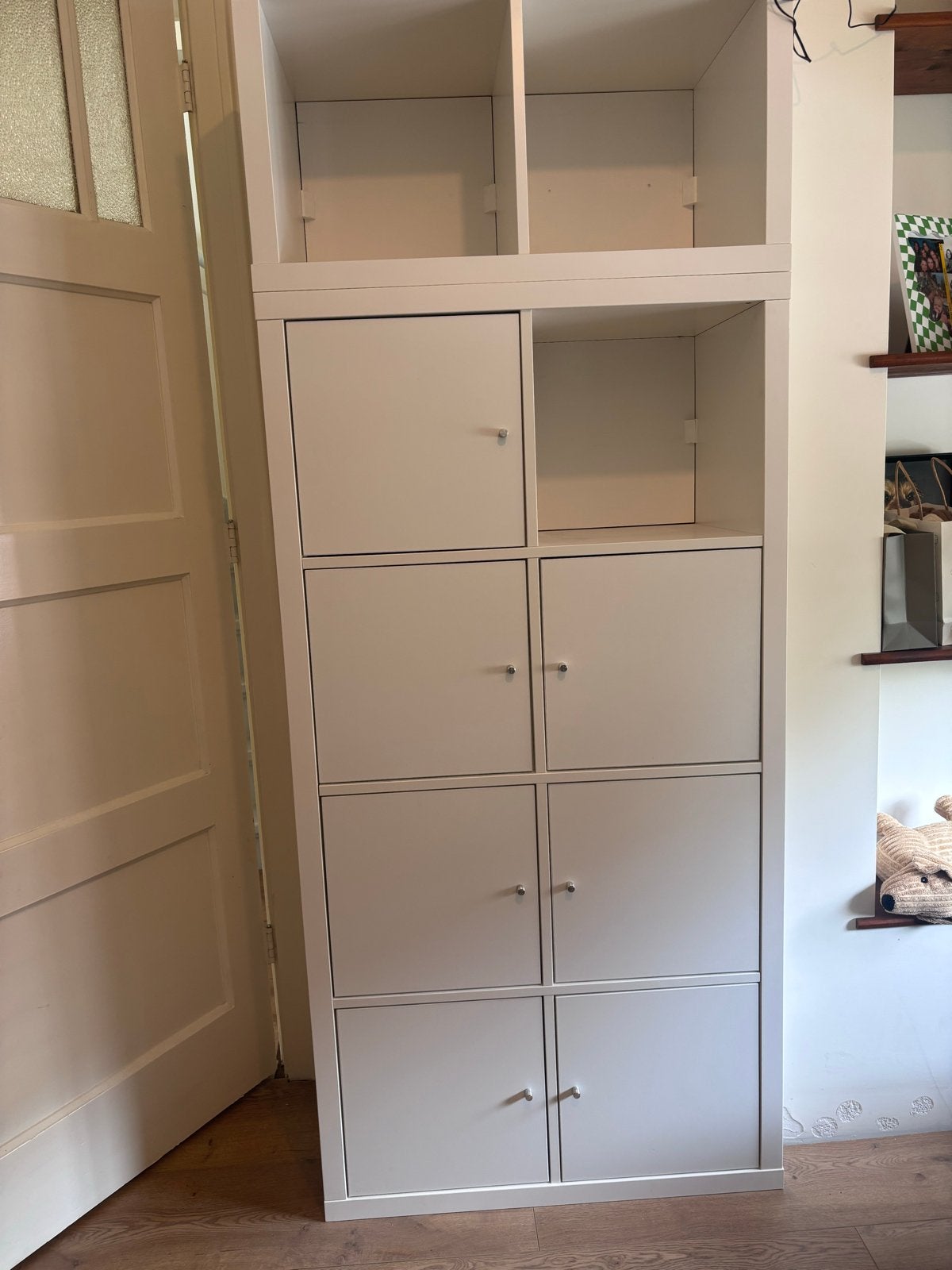 Witte Kast met Opbergvakken en Deurtjes, Ophalen, Gebruikt, 200 cm of meer, 50 tot 100 cm