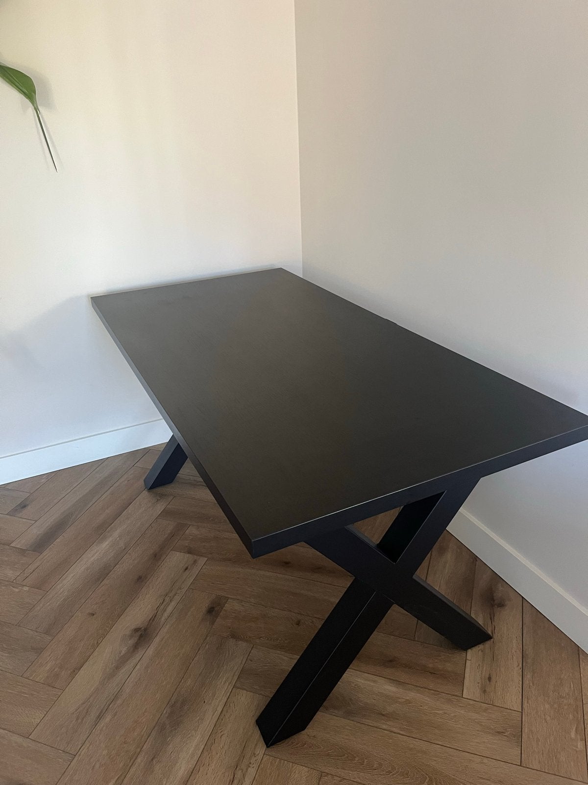 Dimehouse Eettafel Lenzo zwart 160x80 X-poot, Ophalen, 50 tot 100 cm, Zo goed als nieuw, 150 tot 200 cm