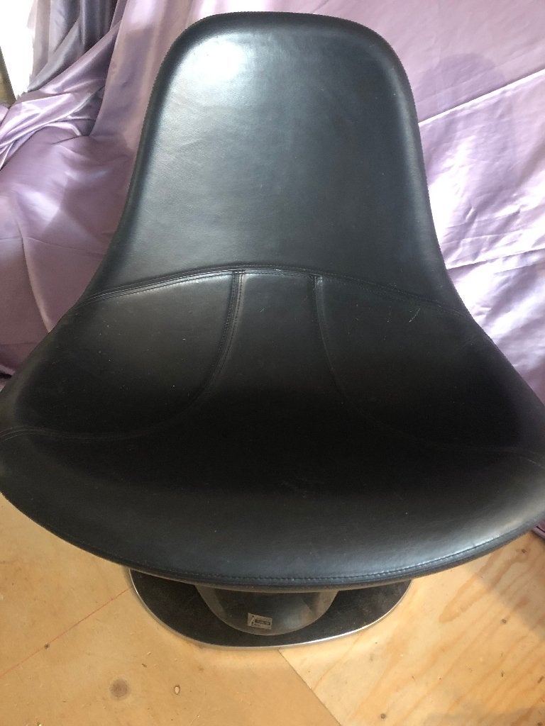 zwart leren fauteuil (Ikea vintage ) 901.265.71, Ophalen, Gebruikt, 50 tot 75 cm, Leer