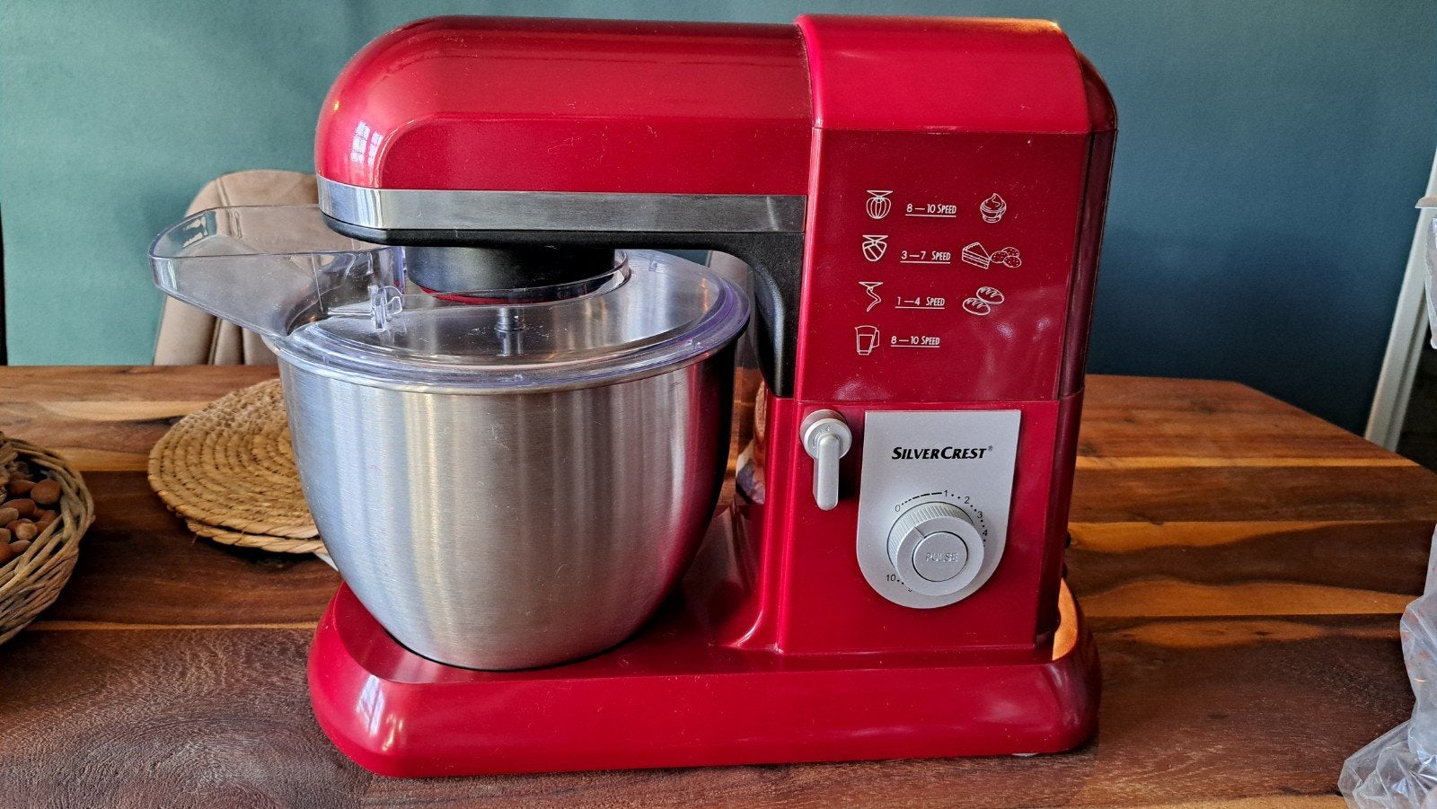 Silvercrest Keukenmachine met blender- Rood, Zo goed als nie, 3 tot 4 liter, Ophalen of Verzenden, Zo goed als nieuw, 3 snelheden of meer