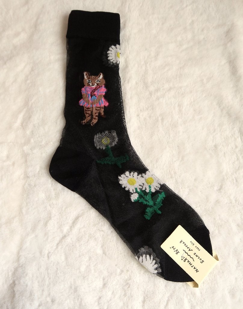 Nathalie Lete x Socks Appeal transparante katten sokken, Sokken en Kniesokken, Nathalie Lete, Verzenden, Zwart