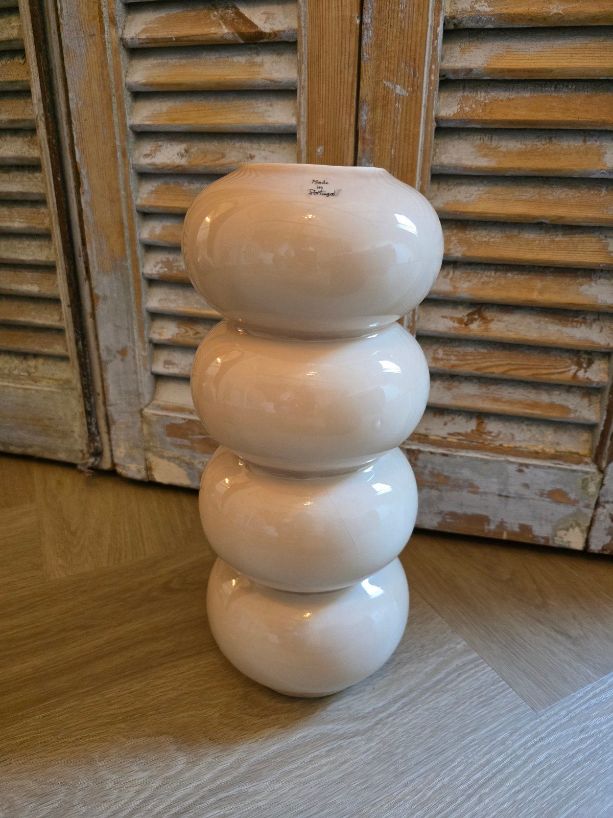 Mooie beige vaas bolvorm vaas, Ophalen of Verzenden, Beige