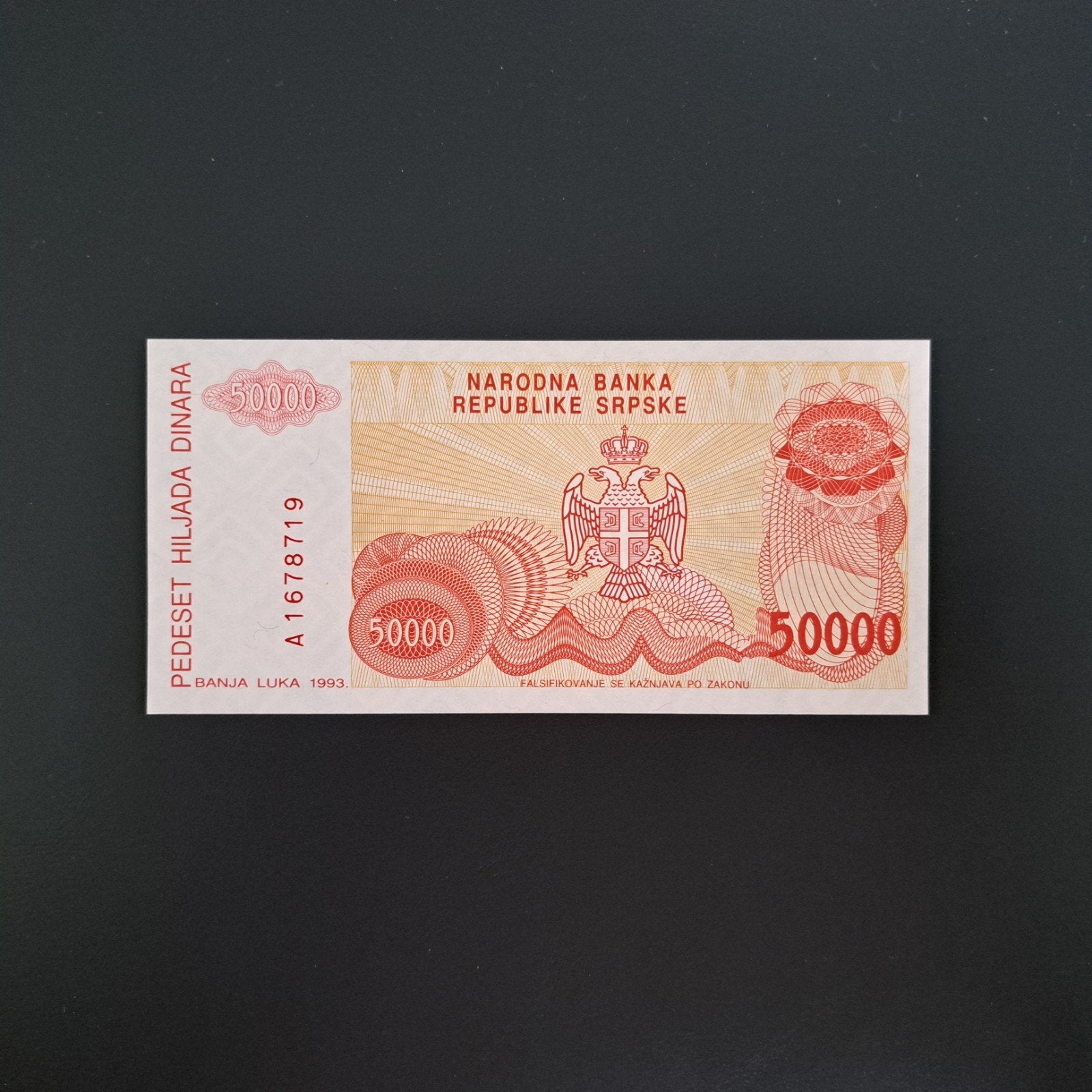 50000 dinar Servië #002, Postzegels en Munten, Bankbiljetten | Europa | Niet-Eurobiljetten, Verzenden, Overige landen, Los biljet