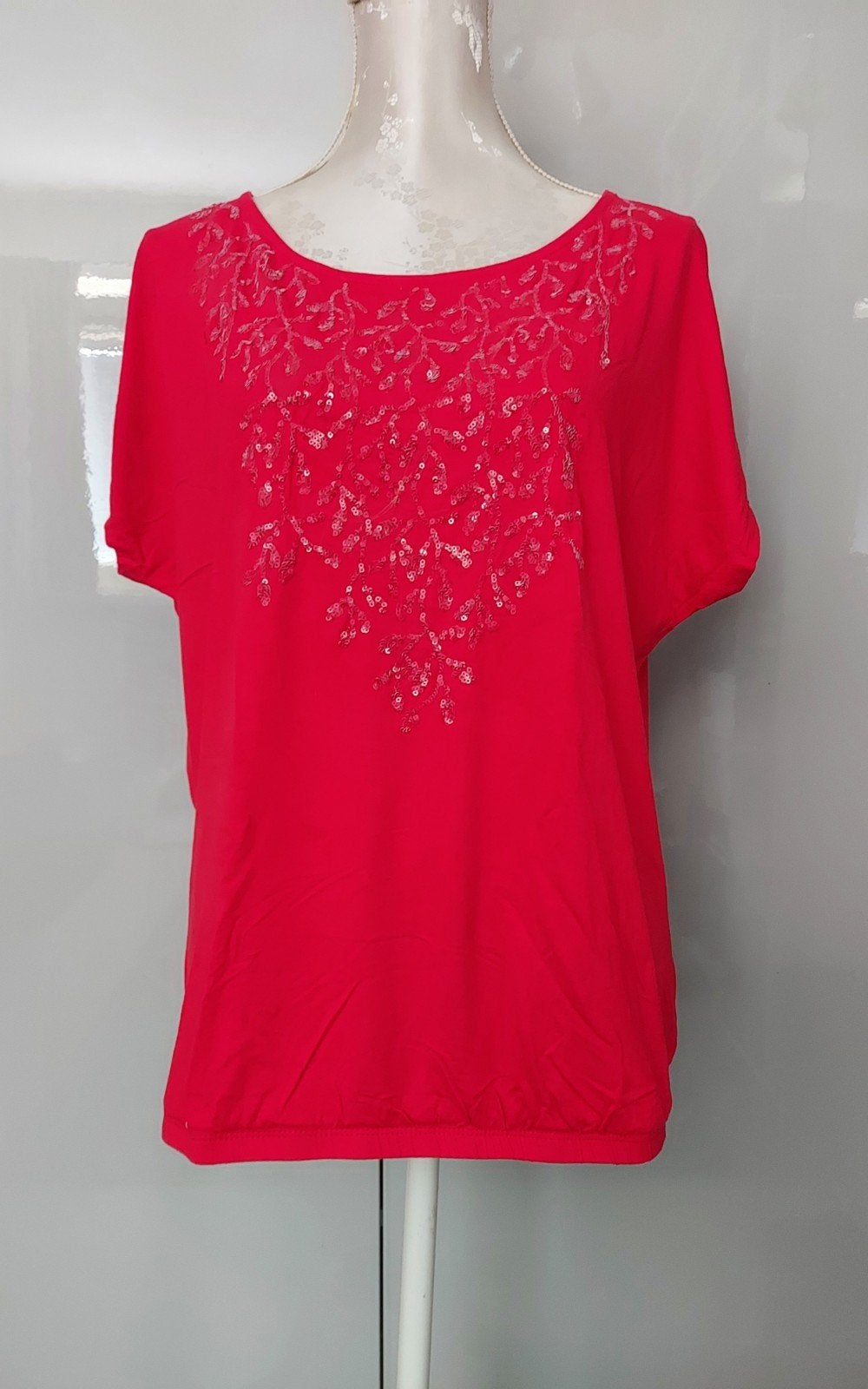 RODE TOP MET BLING BLING  VAN EKSEPT/SHOEBY XXL, Ophalen, Maat 46/48 (XL) of groter, Zo goed als nieuw, Korte mouw