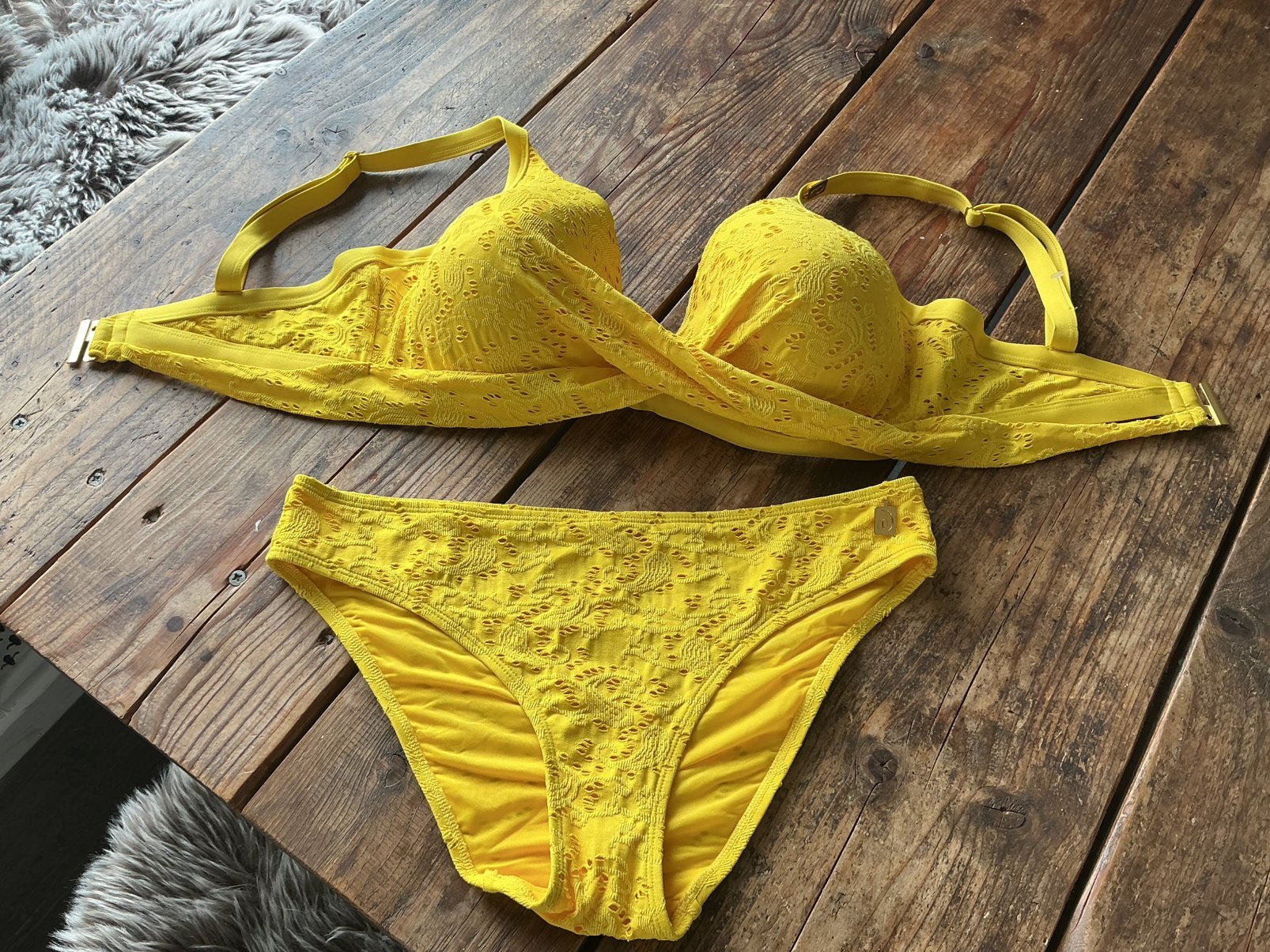 annadiva bikini 95d broekje maat 40 mango paradise twist, Ophalen of Verzenden, Zo goed als nieuw, Geel, Bikini