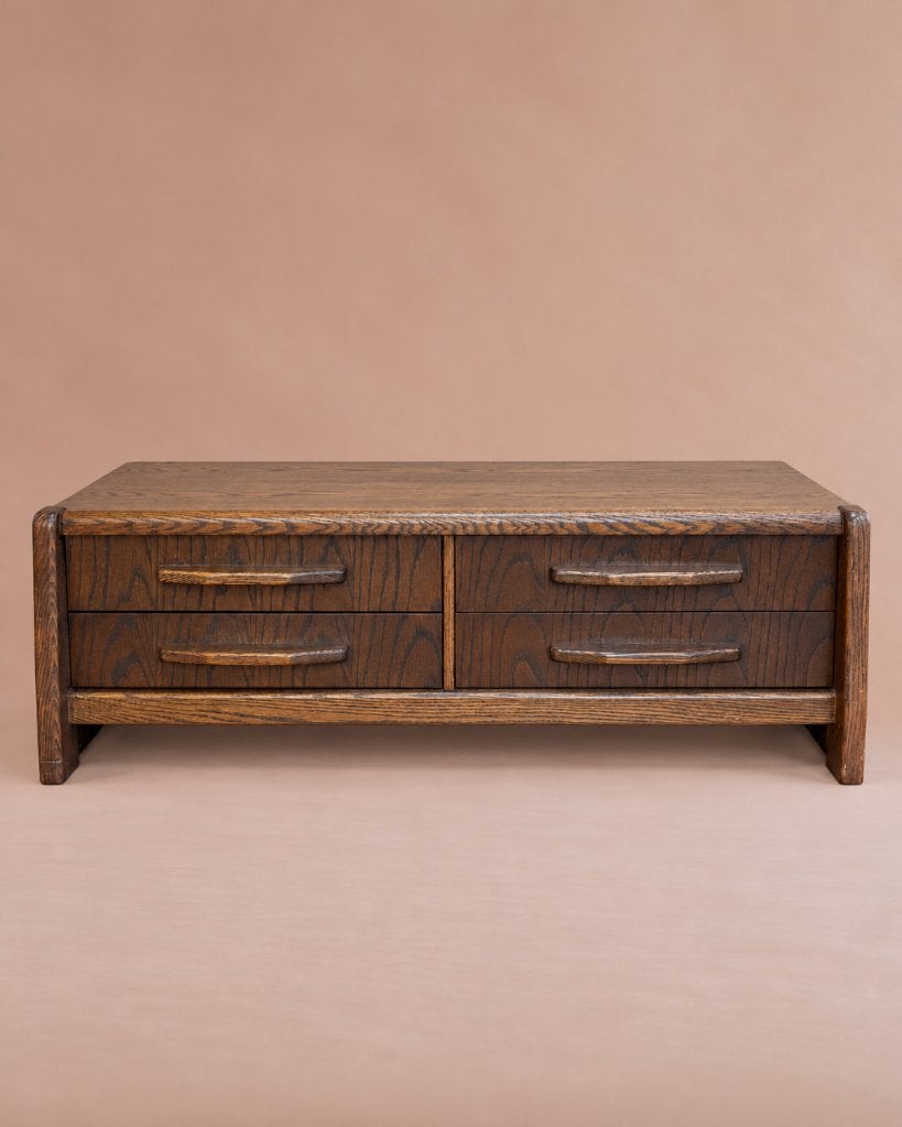 Vintage/retro ladekastje hout 4 lades | donkerbruin | 115 cm, Antiek en Kunst, Ophalen