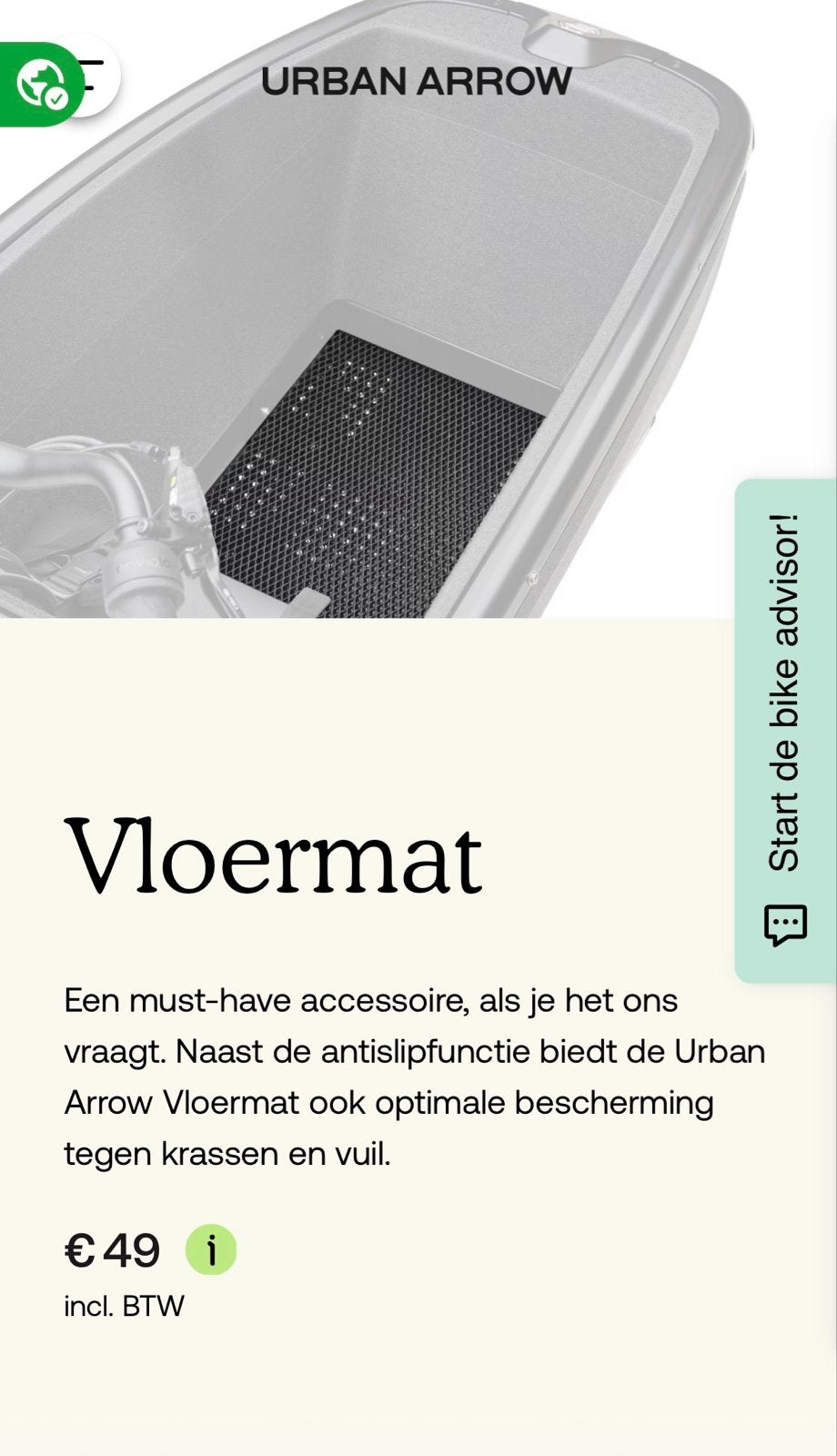 Originele Urban Arrow Vloermat - Antislip & Bescherming, Fietsen en Brommers, Ophalen of Verzenden, Nieuw