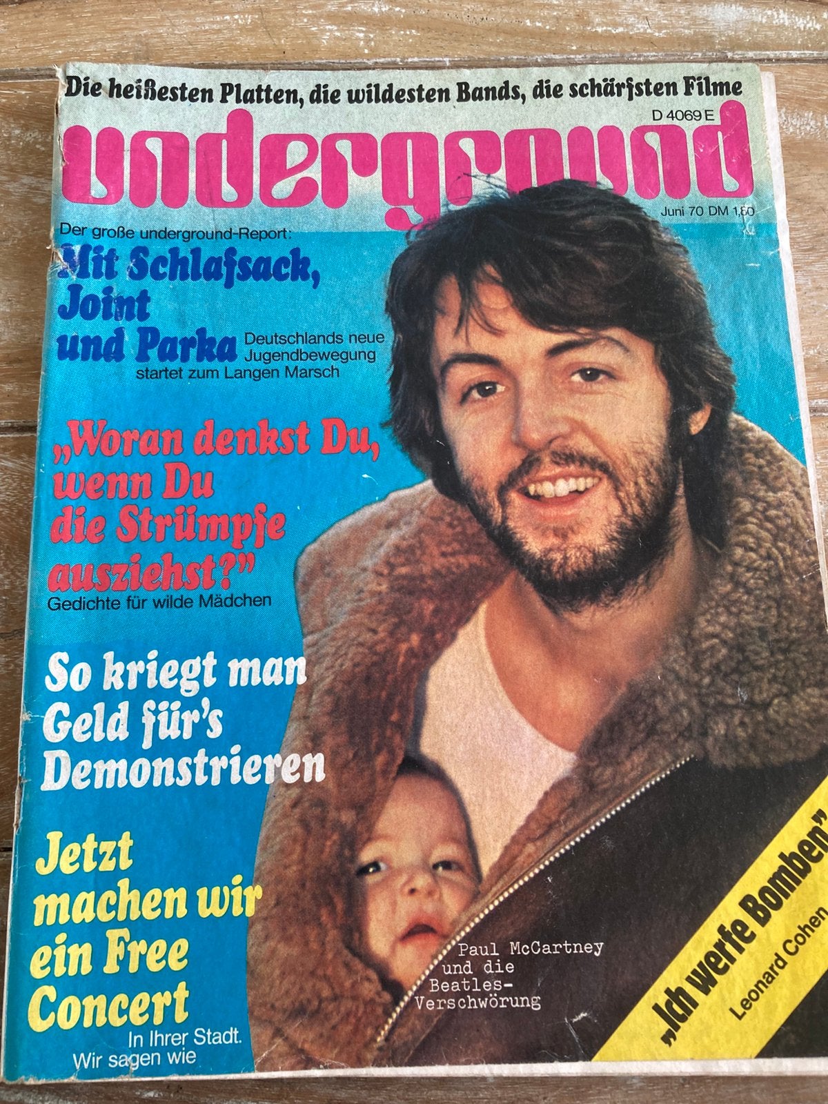 UNDERGROUND Duits Magazine 1970 Paul MCCARTNEY, Ophalen of Verzenden, Zo goed als nieuw, Muziek, Film of Tv
