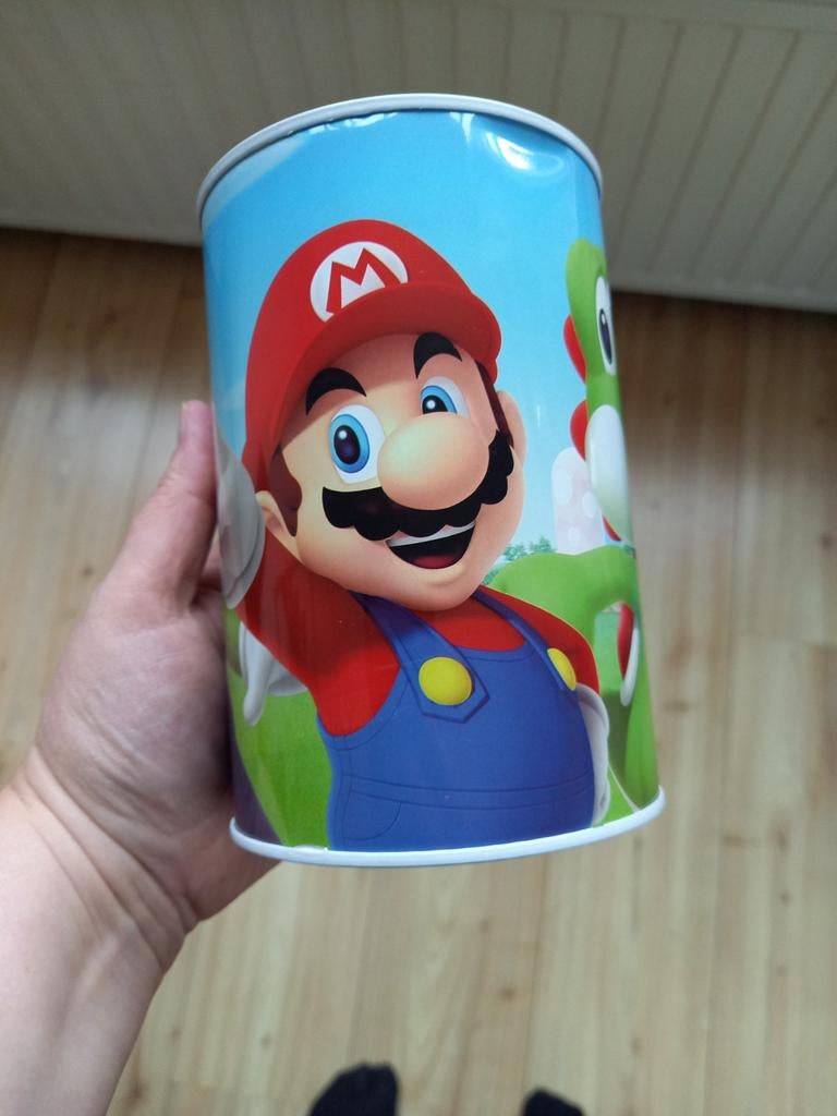 Super Mario spaarpot, Ophalen of Verzenden, Zo goed als nieuw, Metaal of Blik