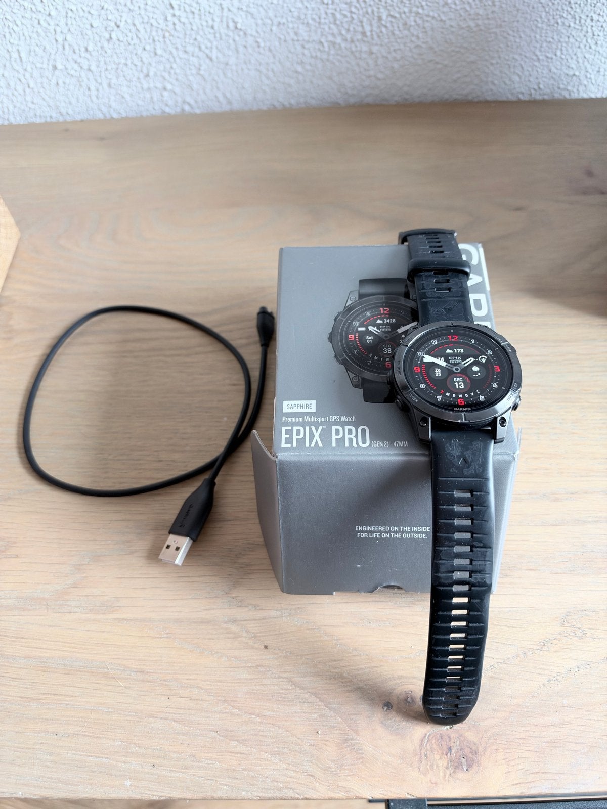 Garmin epix Pro (Gen 2) Sapphire – 47 mm, Afstand, Verzenden, Zwart, Zo goed als nieuw