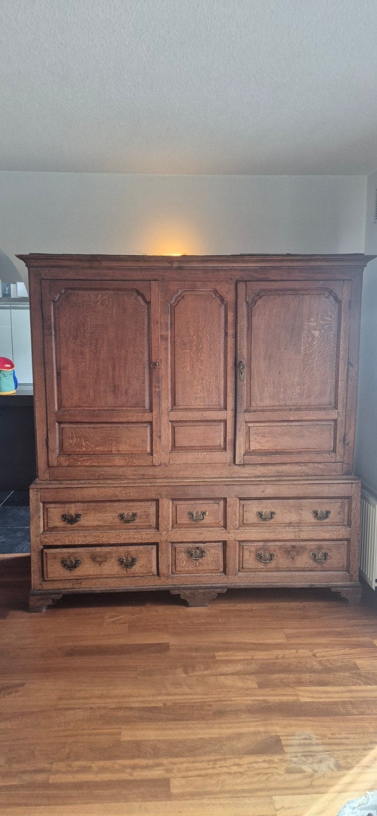 Antieke Eiken Kast / Kabinet met 6 Lades - Twee Delen, Antiek en Kunst, Antiek | Meubels | Kasten, Ophalen