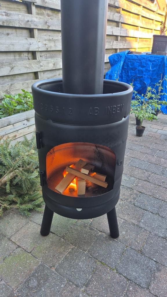 tuinkachel terrasverwarming buitenhaard rvs bierfust haard, Tuin en Terras, Tuinhaarden, Ophalen of Verzenden, Nieuw