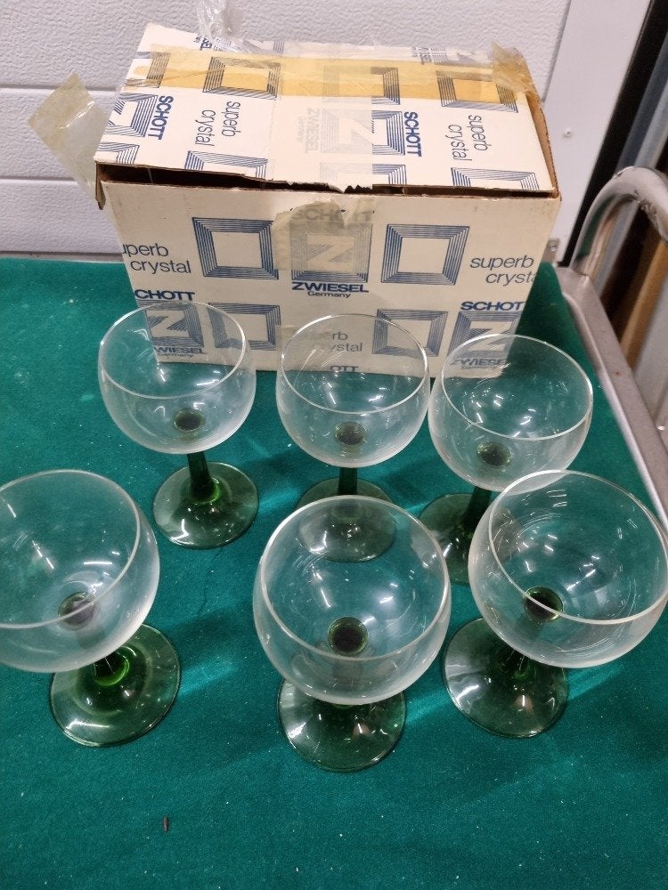 wijnglazen romer schott 6 stuks, Verzamelen, Glas en Borrelglaasjes, Ophalen of Verzenden, 'T Olde Gre-j, Info@toldegrej.nl, Endepoelstraat 20f Didam