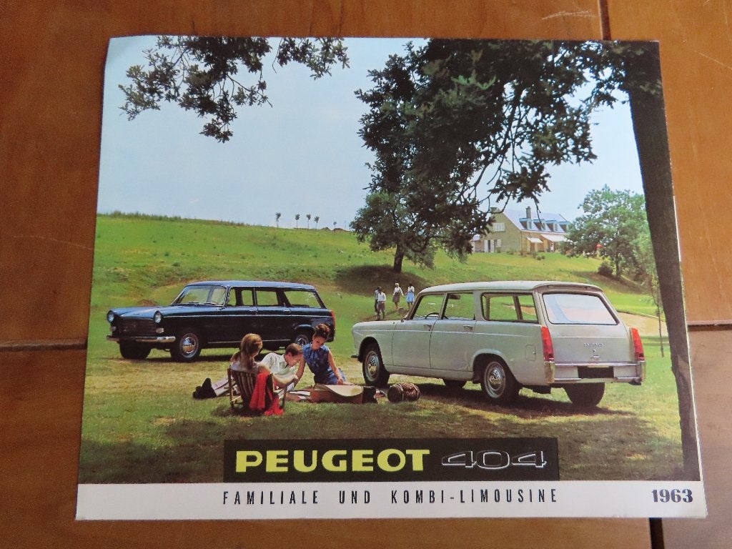 Folder Peugeot 404 Break, 404 Familiale 1963, Duitse tekst, Ophalen of Verzenden, Zo goed als nieuw, Peugeot, Peugeot