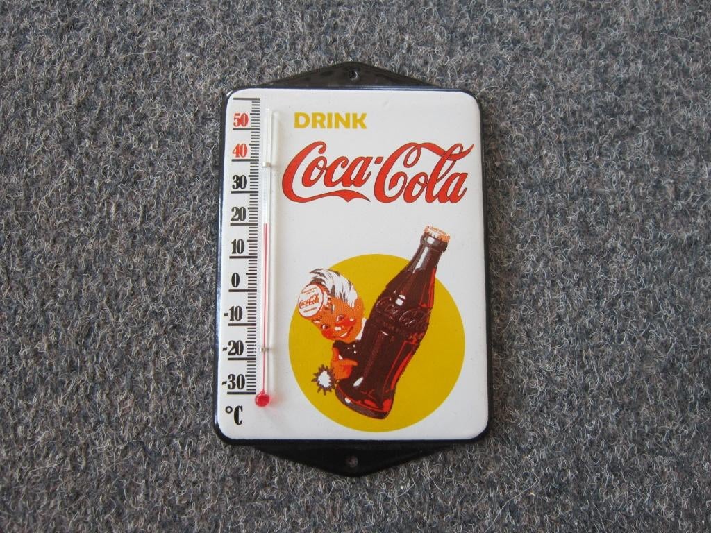 COCA COLA EMAILLE THERMOMETER, Verzamelen, Ophalen, Zo goed als nieuw, Reclamebord