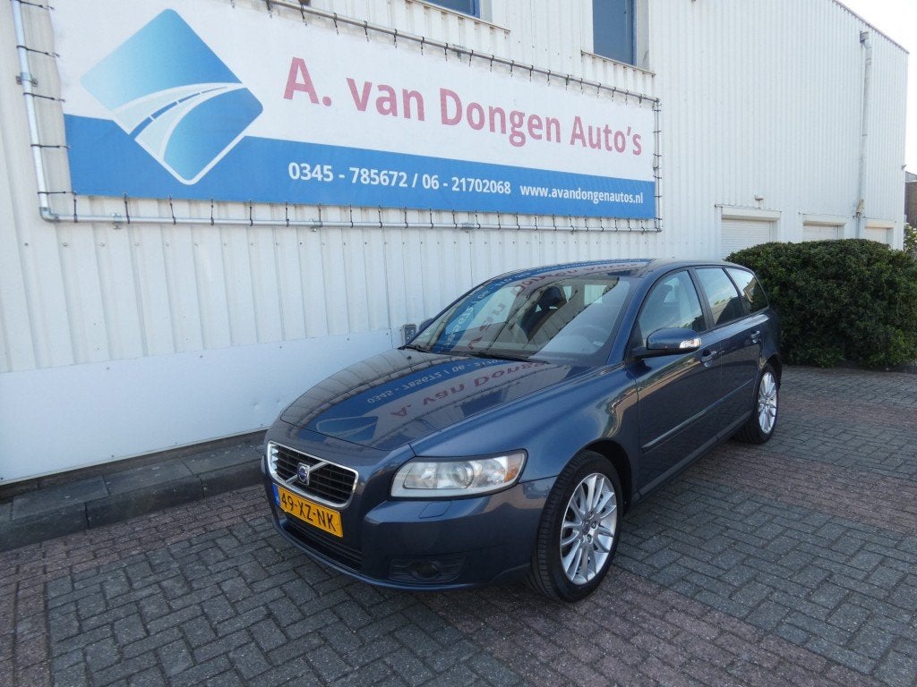Volvo V50 1.6 EDITION II,Clima,Cruise,Leer,DealerOH,Incl NWE, Voorwielaandrijving, Gebruikt, 4 cilinders, Blauw