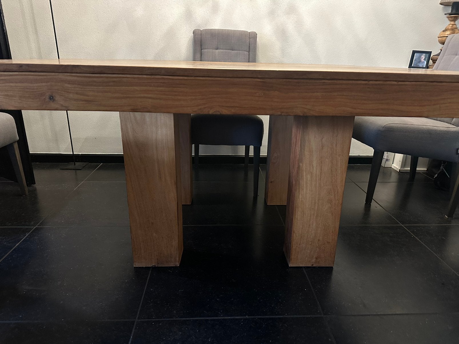 Teak houtwn tafel, Ophalen of Verzenden, Zo goed als nieuw, Vierkant, 100 tot 150 cm