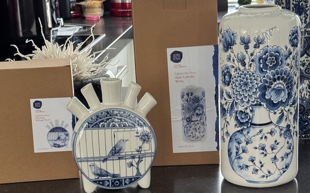 Nieuwe collectie vazen van Heinen Delfts Blauw., Ophalen of Verzenden, Nieuw, Blauw, Steen/keramiek