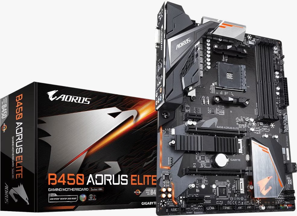 Gigabyte B450 AORUS Elite Moederbord, DDR4, Ophalen of Verzenden, Zo goed als nieuw, Socket AM4