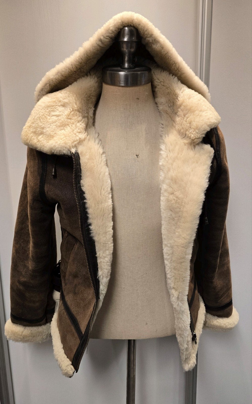 Dames lammy coat pilotenjas met capuchon - maat S - lamsleer, Ophalen of Verzenden, Zo goed als nieuw, Maat 36 (S), Bruin