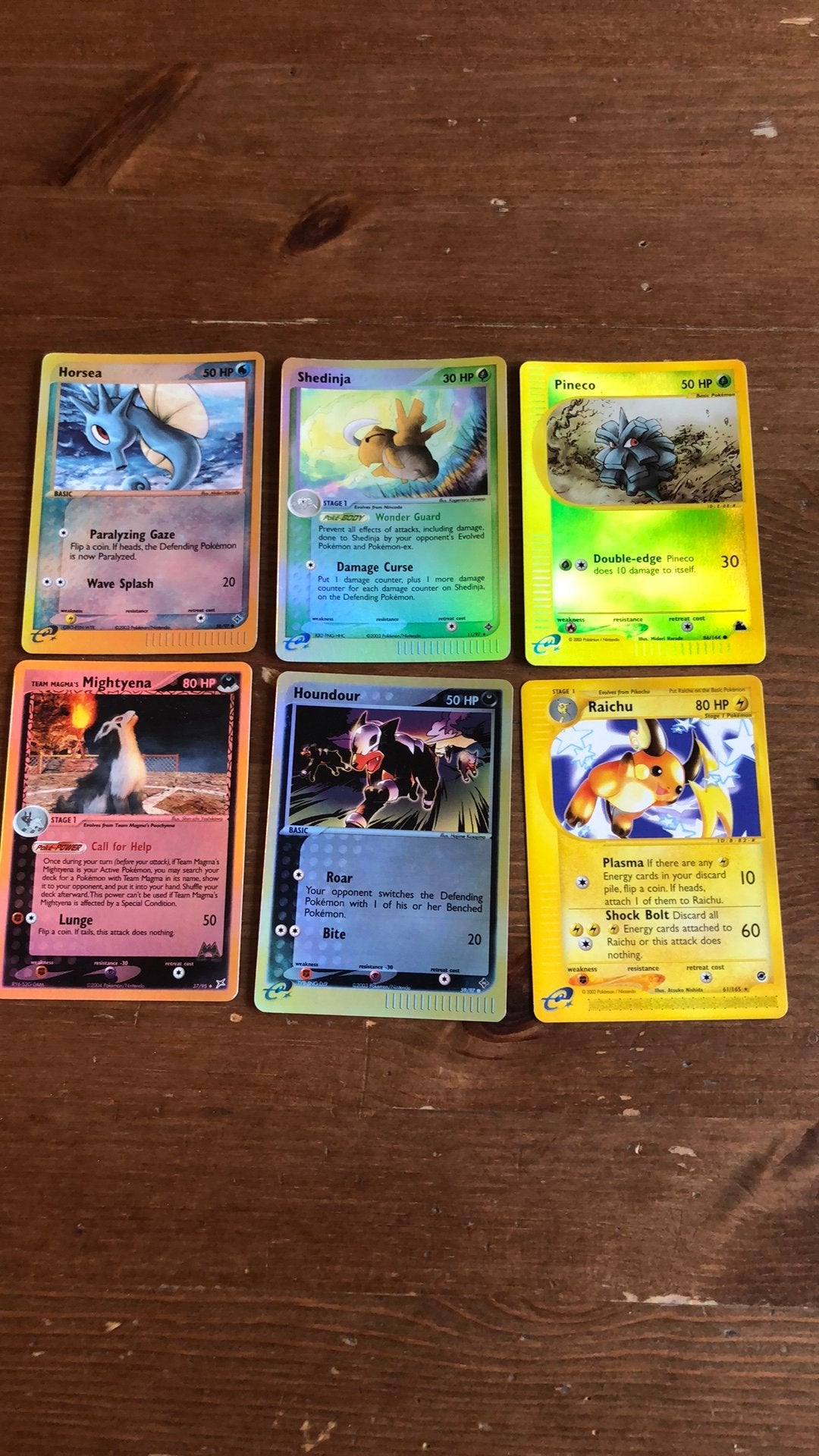 Vintage reverse holo kaarten (de raichu is niet holo), Ophalen of Verzenden, Zo goed als nieuw, Meerdere kaarten