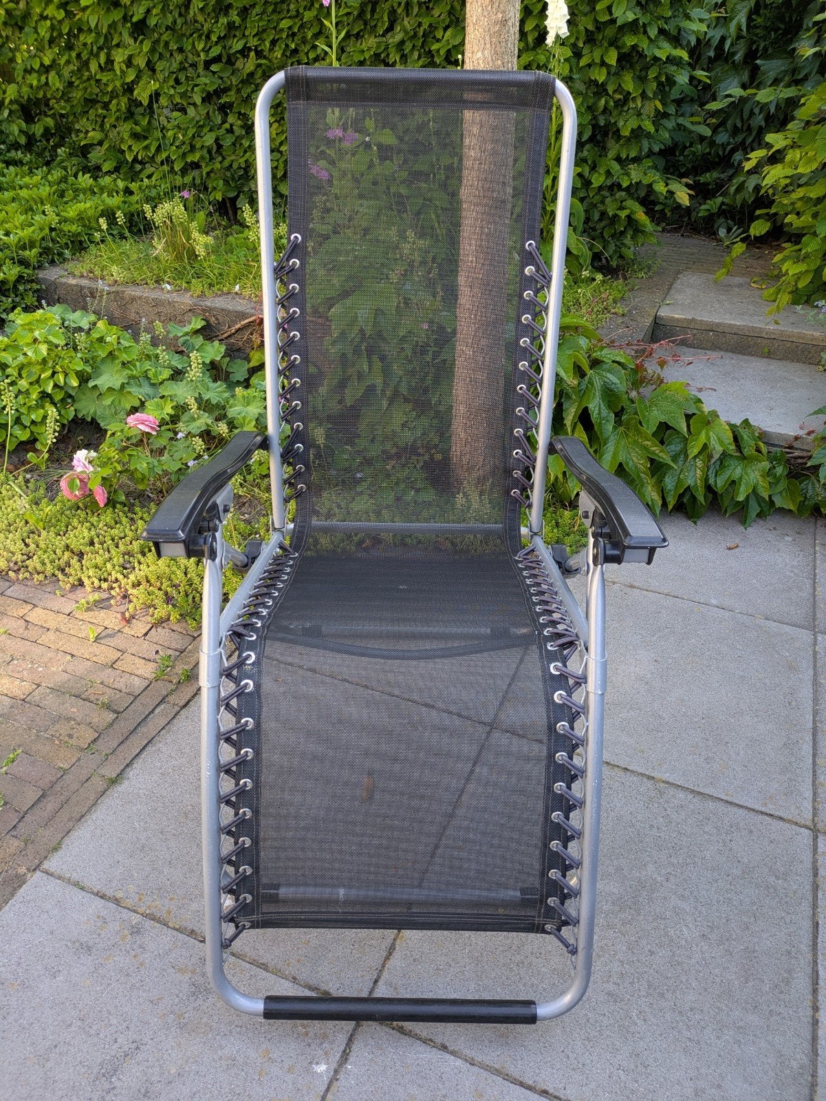 Obelink relaxstoel verstelbaar.kleur zwart., Tuin en Terras, Ophalen of Verzenden, Kunststof, Verstelbaar