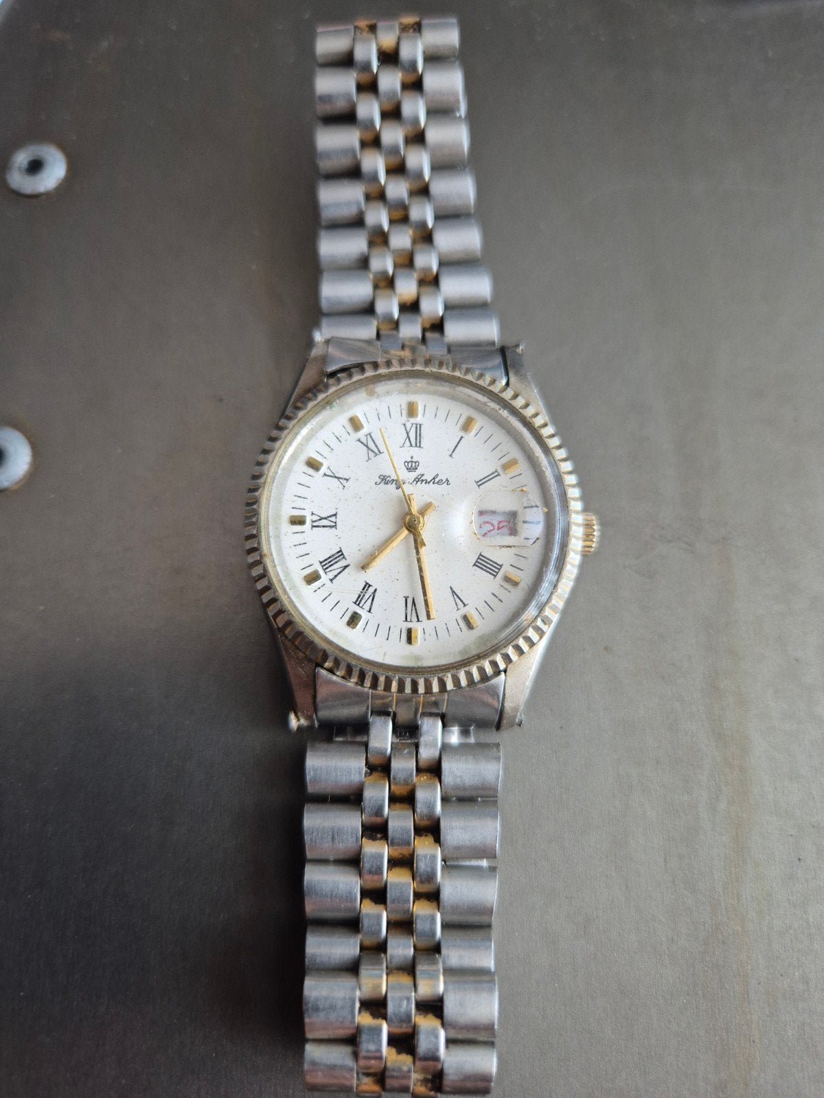 King Anher Polshorloge - Klassiek design met datumfunctie, Sieraden, Tassen en Uiterlijk, Horloges | Antiek, Overige merken, Staal