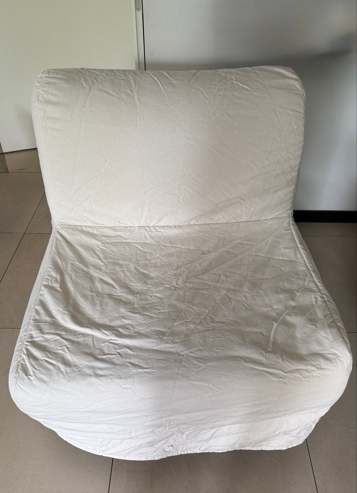 IKEA LYCKSELE HÅVET slaapfauteuil met witte hoes, Huis en Inrichting, Fauteuils, Ophalen, Zo goed als nieuw, Stof, 75 tot 100 cm