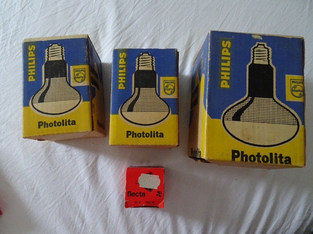 Lampen; Philips Photolita PF217E/43 PF218E/43 FlectaHalogeen, Ophalen, 1960 tot 1980, Overige typen