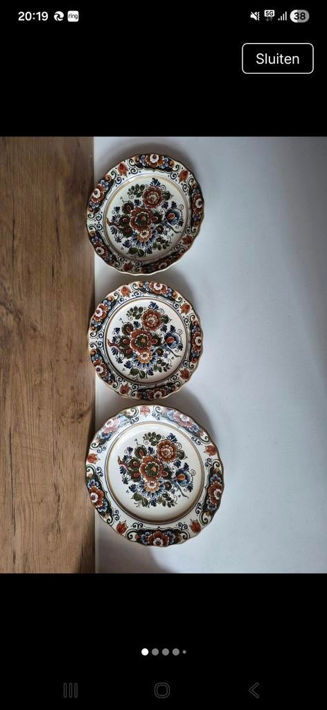 Set van 3 Delfts polychroom wandborden, Antiek en Kunst, Ophalen of Verzenden