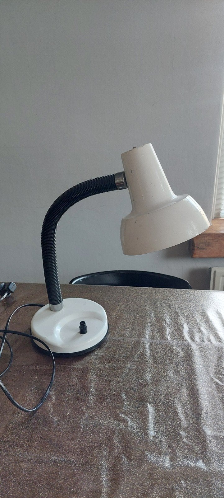 Vintage herda bureaulamp wit zwart, Bureaulamp, Gebruikt, Vintage, Wit
