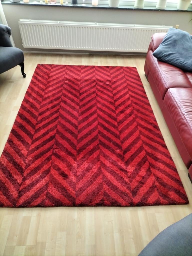 Bordeaux rood wollen kleed, 150 tot 200 cm, 200 cm of meer, Ophalen of Verzenden, Rechthoekig
